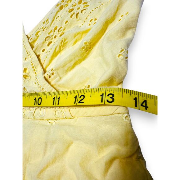 Japna Yellow Eyelet Embroidered Romper SIze Small - Picture 5 of 7